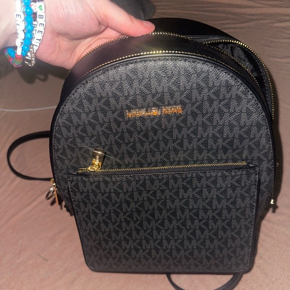Michael Kors Adina Medium Black Logo Backpack - Picture 3 of 6